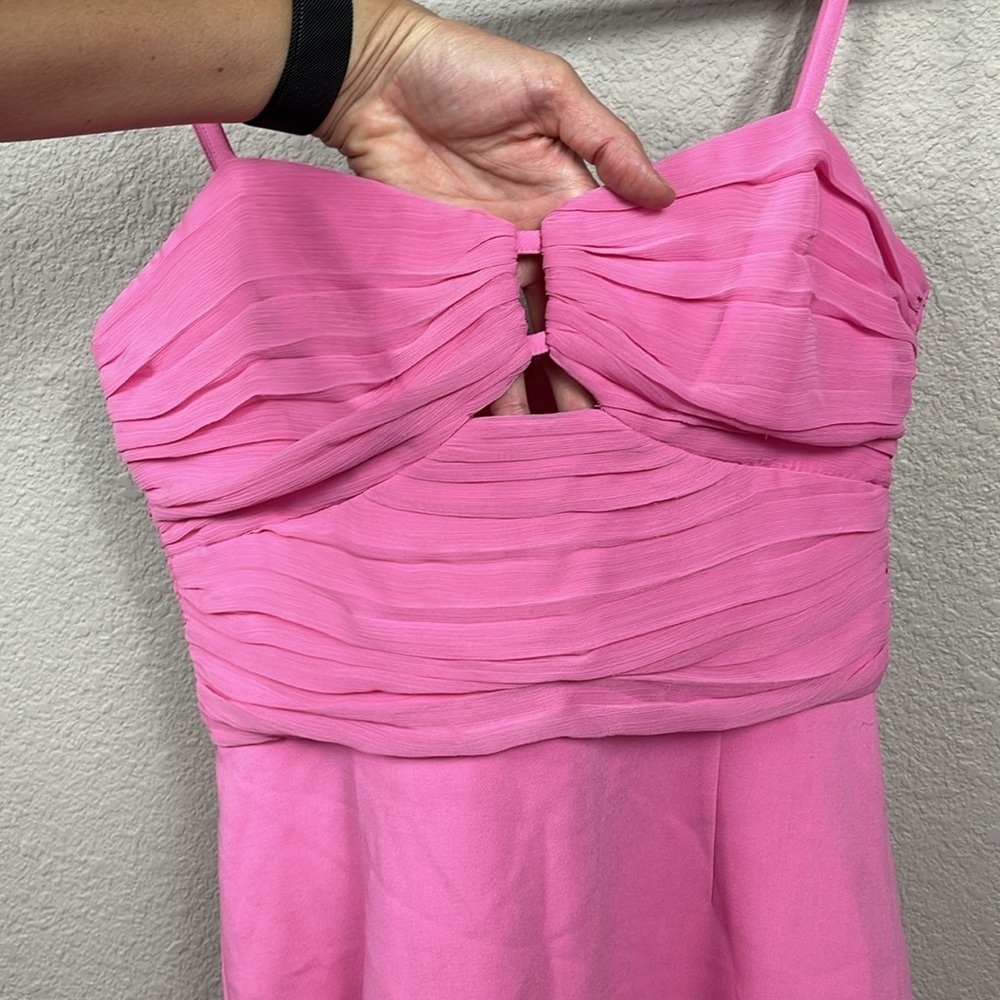 New French Connection Whisper Strappy Tulle Dress In Aurora Pink Cut Out Sz 6 - Picture 3 of 14